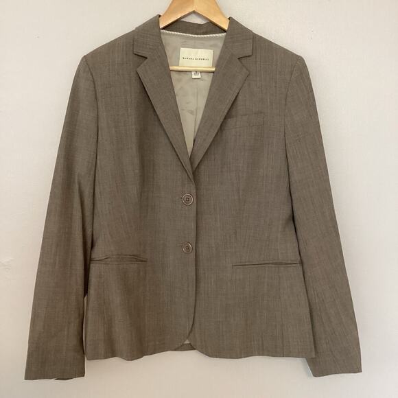 Banana Republic Tan Beige Single Breast 2 Button Blazer Wool Stretch Women 12 - Picture 6 of 7